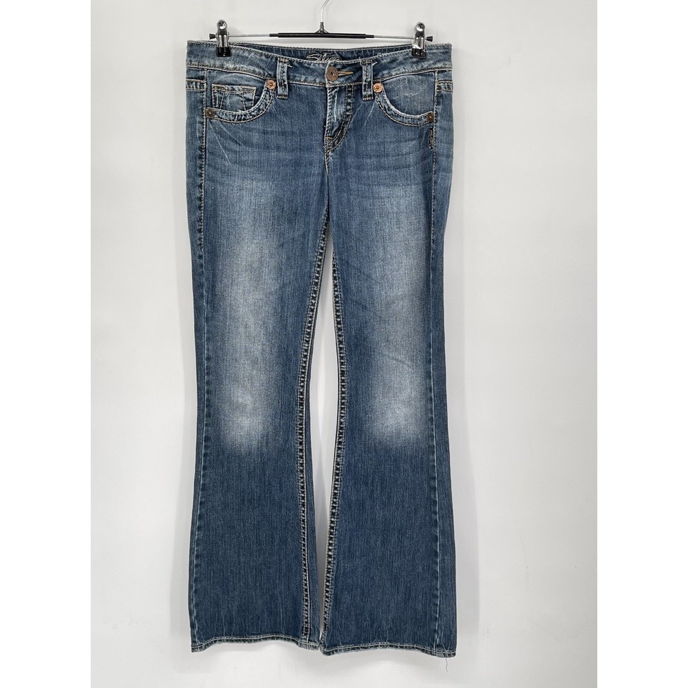Silver Jeans W28 Eden Bootcut Jeans Womens Blue Medium Wash Mid Rise Embroidered